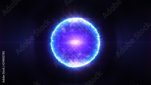 Magic plasma ball in blue and purple colors 3d illustration photo