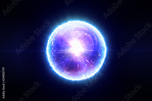 Abstract magic sphere with molecules of compounds 3d illustration photo