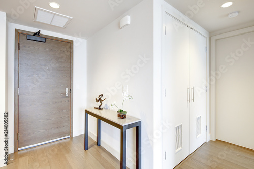 White entrance hallway with console table photo