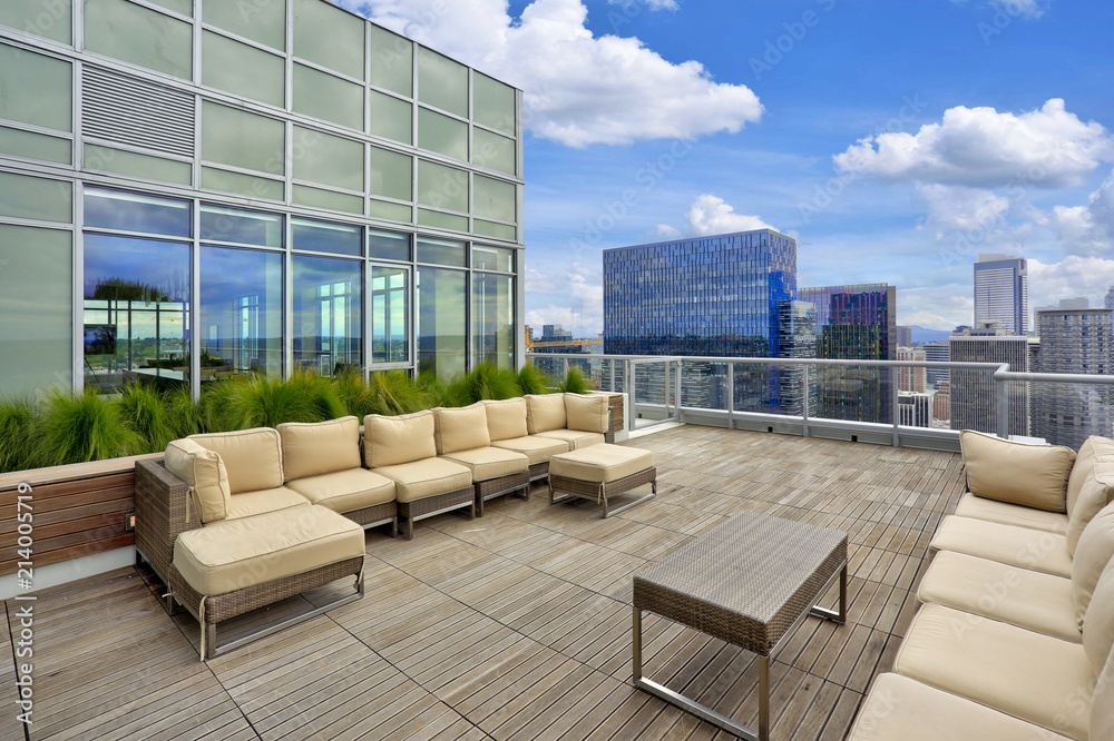 Luxury apartment building with Sky lounge on the top. Stock Photo ...