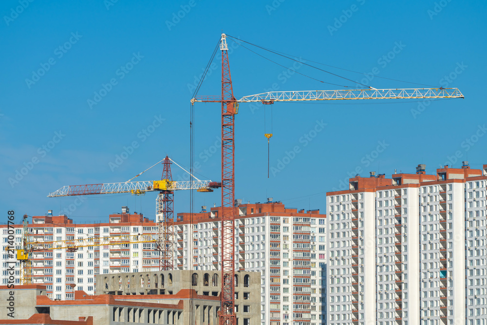 Construction of a new residential block of multi-storey buildings. Construction of a new residential block of multi-storey buildings.
