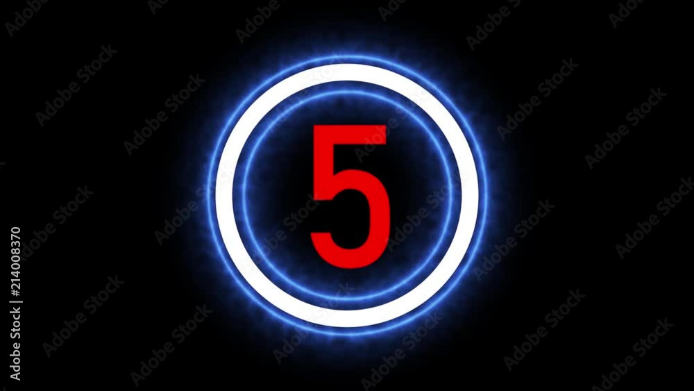 Countdown Neon Blue Red White - Black Background 4K Resolution Countdown Neon Blue Red White - Black Background 4K Resolution