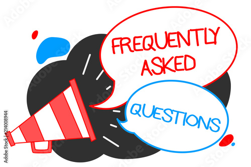 Text sign showing Frequently Asked Questions. Conceptual photo inquries that been informed more than one time Megaphone loudspeaker speech bubbles important message speaking out loud.