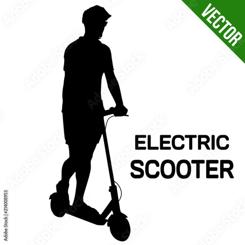 Man silhouette riding electric scooter