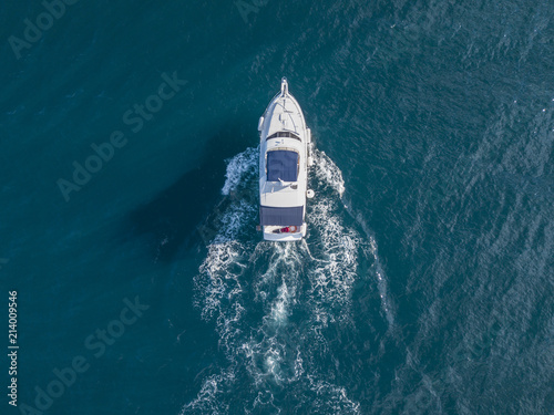 aerial view of sea emergency service team in fast speed motor boat © Mihail