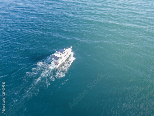 aerial view of sea emergency service team in fast speed motor boat © Mihail