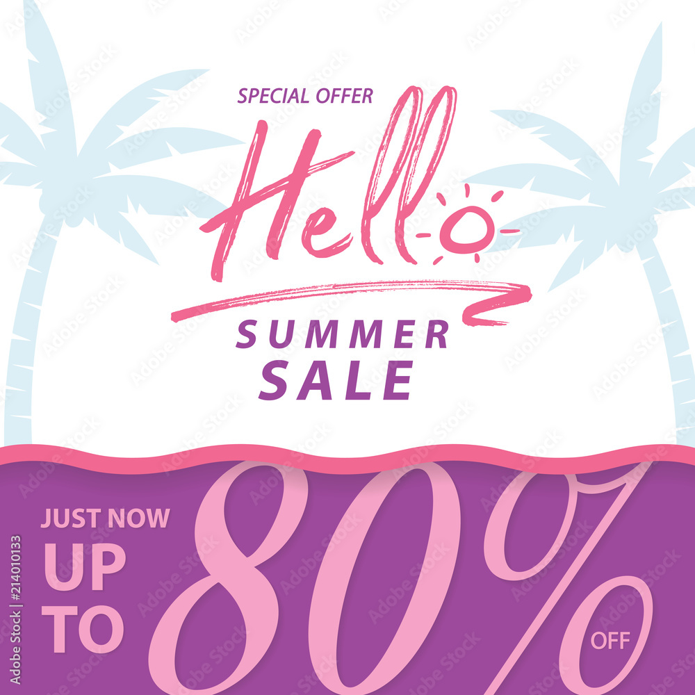 Summer Sale V9 80 percent banner vector heading design for banner or poster. Sale and Discounts Concept.