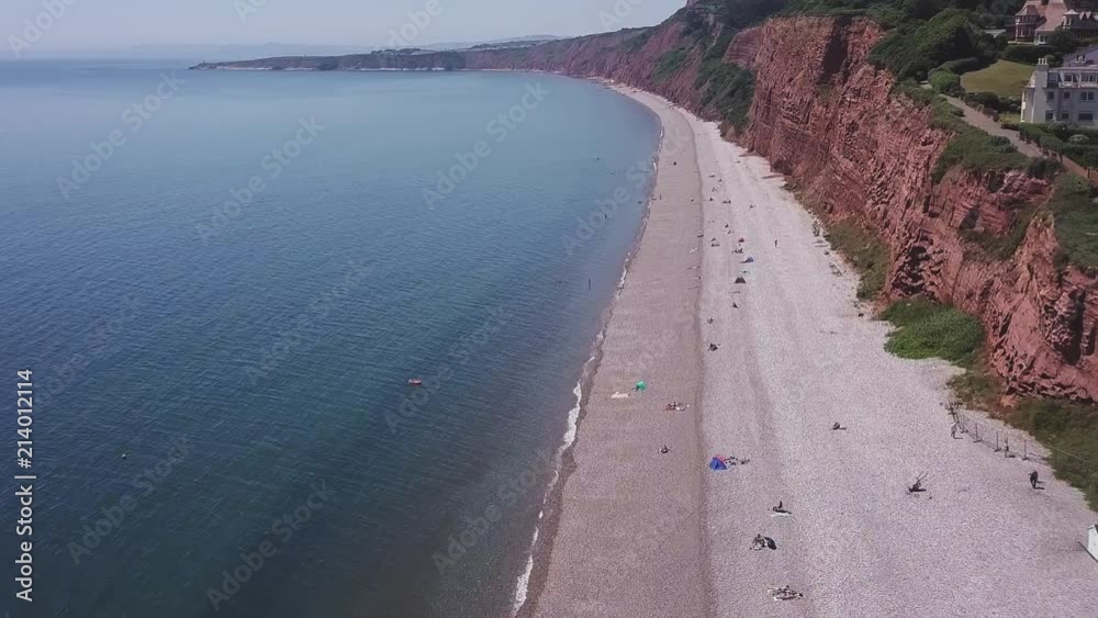 custom made wallpaper toronto digitalAerial, flying over the beach alongside red cliffs in Budleigh Salterton, Jurassic Coast, STATIC CROP