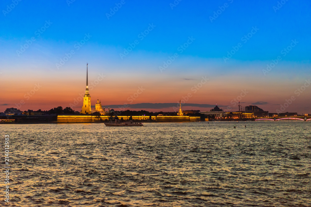 Dawn in St. Petersburg. Peter-Pavel's Fortress. Russia.