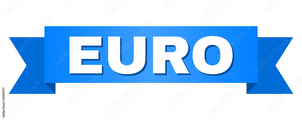 EURO text on a ribbon. Designed with white title and blue stripe. Vector banner with EURO tag. EURO text on a ribbon. Designed with white title and blue stripe. Vector banner with EURO tag.