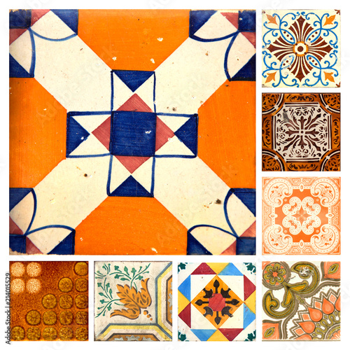 Collection of orange patterns tiles