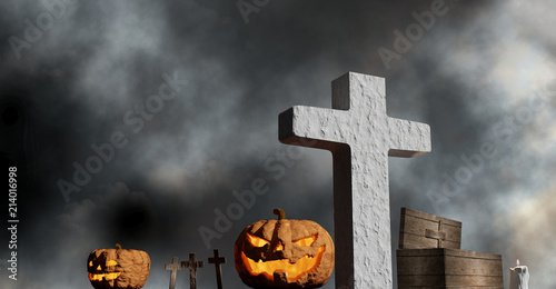 halloween graveyard coffin ...