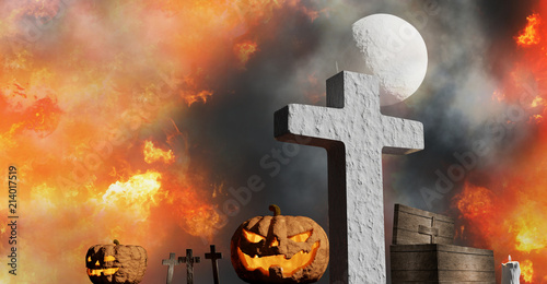 halloween graveyard coffin ...