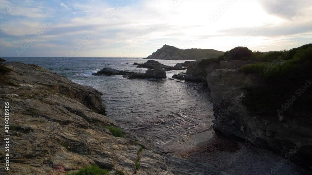 Slow motion of sea and waves crashing over french mediterrannean riviera beautiful landscape