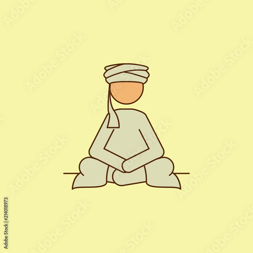 sedentary Arab colored field outline icon. Element of Arabian culture icon for mobile concept and web apps. Field outline sedentary Arab icon can used for web and mobile