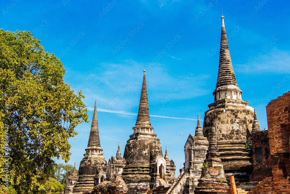 Fototapeta premium Wat Phra Si Sanphet is a popular tourist attraction in Ayutthaya Thailand.