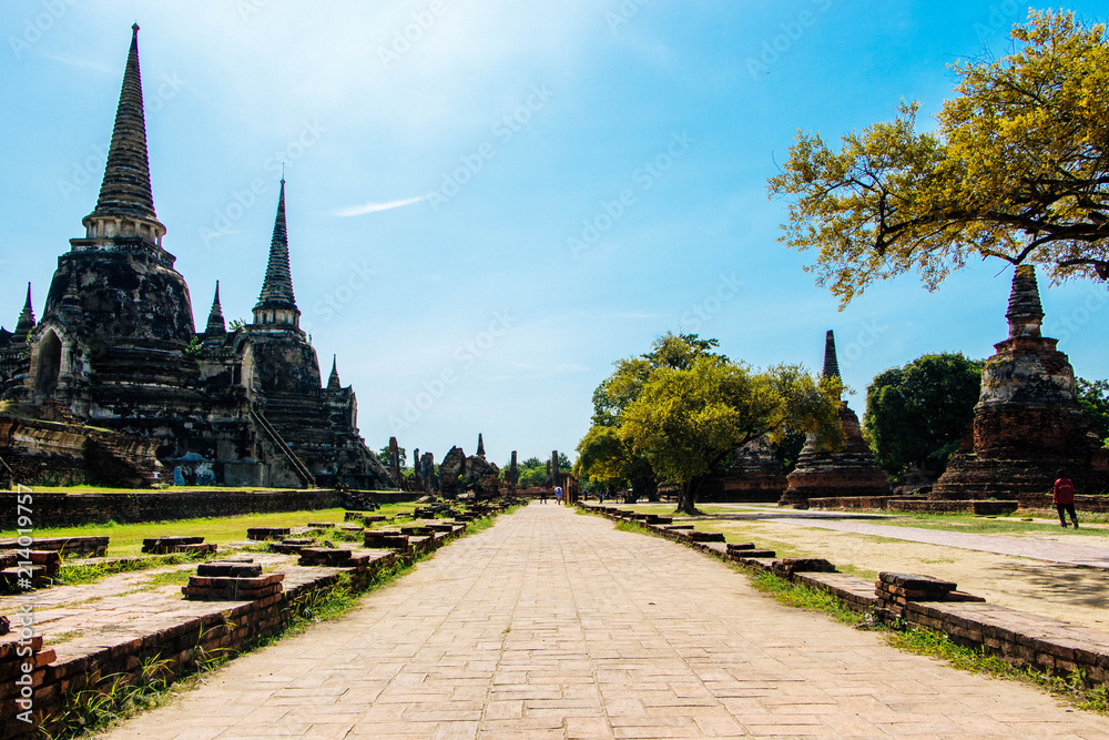 Wat Phra Si Sanphet is a popular tourist attraction in Ayutthaya Thailand.