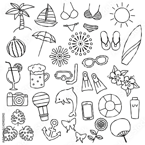 夏　アイコンセット　手描き