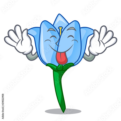 Tongue out bell flower mascot cartoon