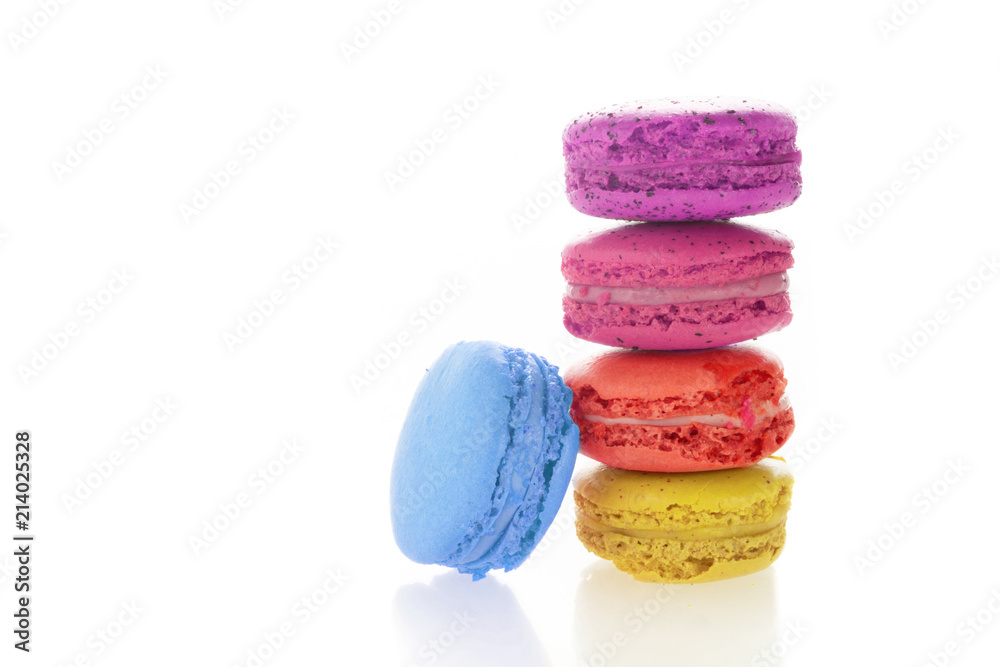 Stack of french macarons on white background Stack of french macarons on white background
