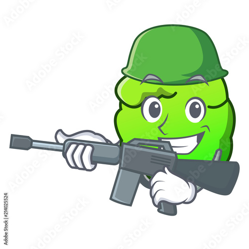 Army shrub character cartoon style