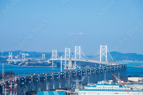 Seto Ohashi Bridge in the seto inland sea,Kagawa,Shikoku,Japan