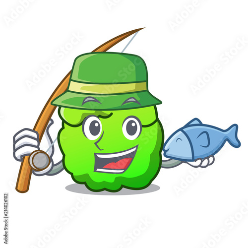 Fishing shrub mascot cartoon style