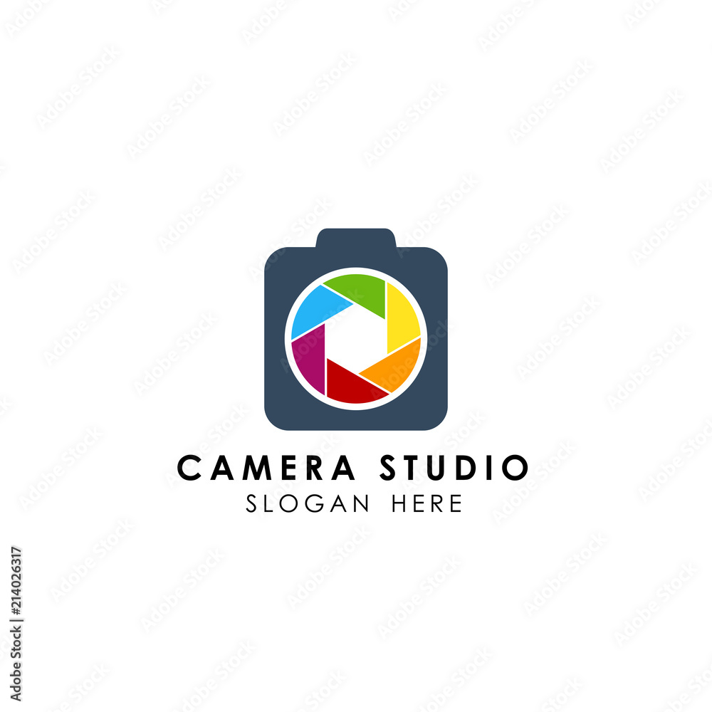 colorful camera logo template vector icon