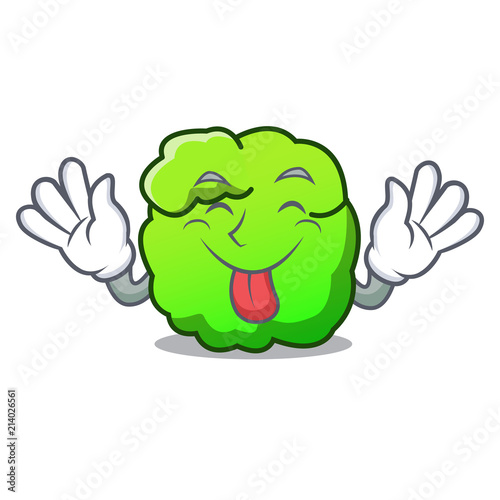 Tongue out shrub mascot cartoon style
