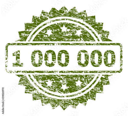 1 000 000 stamp seal watermark with rubber print style. Green vector rubber print of 1 000 000 tag with unclean texture.