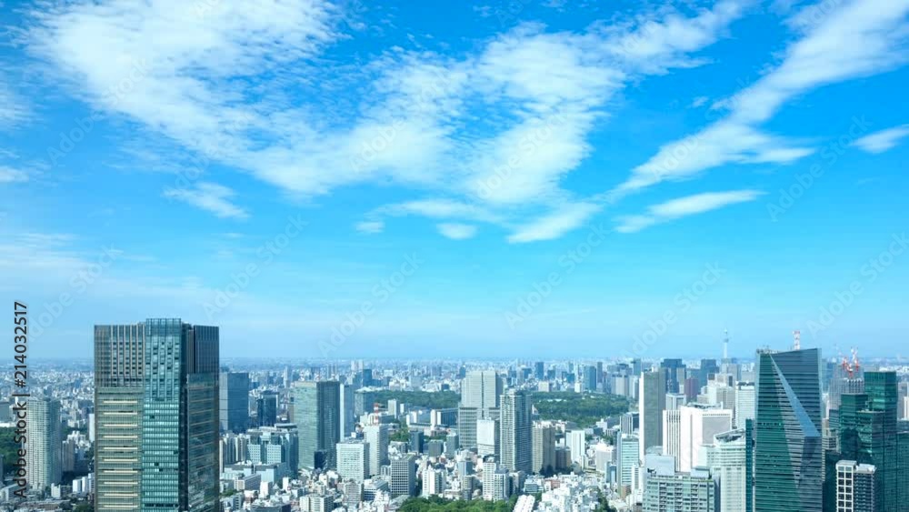 東京風景・タイムラプス・青空と地平線 東京風景・タイムラプス・青空と地平線