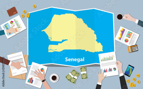 senegal africa economy country growth nation team discuss with fold maps view from top