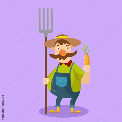 funny adorable farmer peasant agriculturist tiller gardener cartoon character