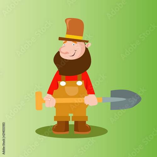 funny adorable farmer peasant agriculturist tiller gardener cartoon character