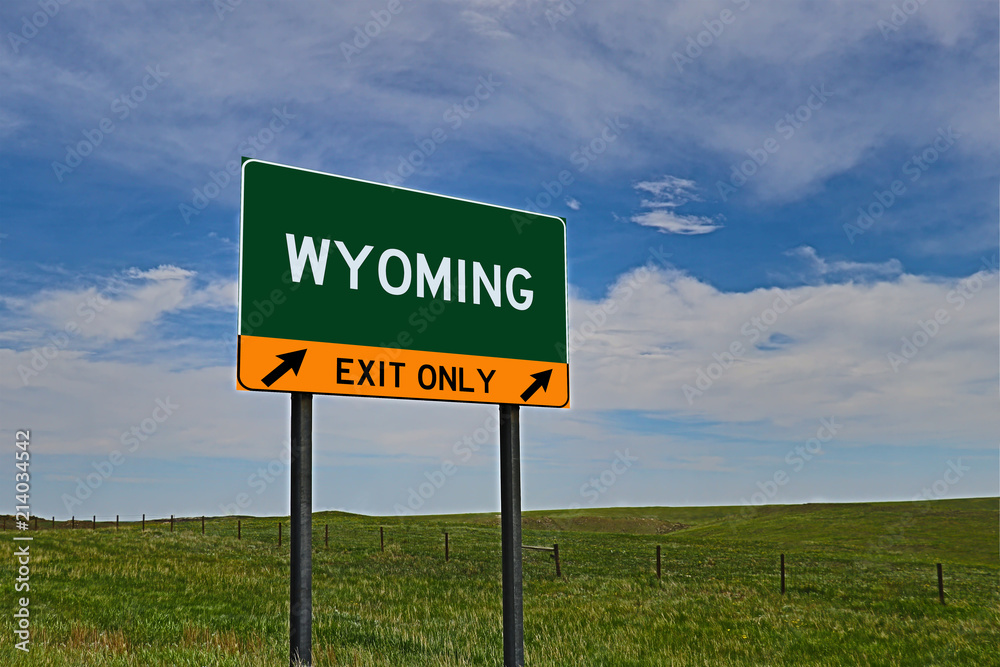 Wyoming US Highway Exit Sign