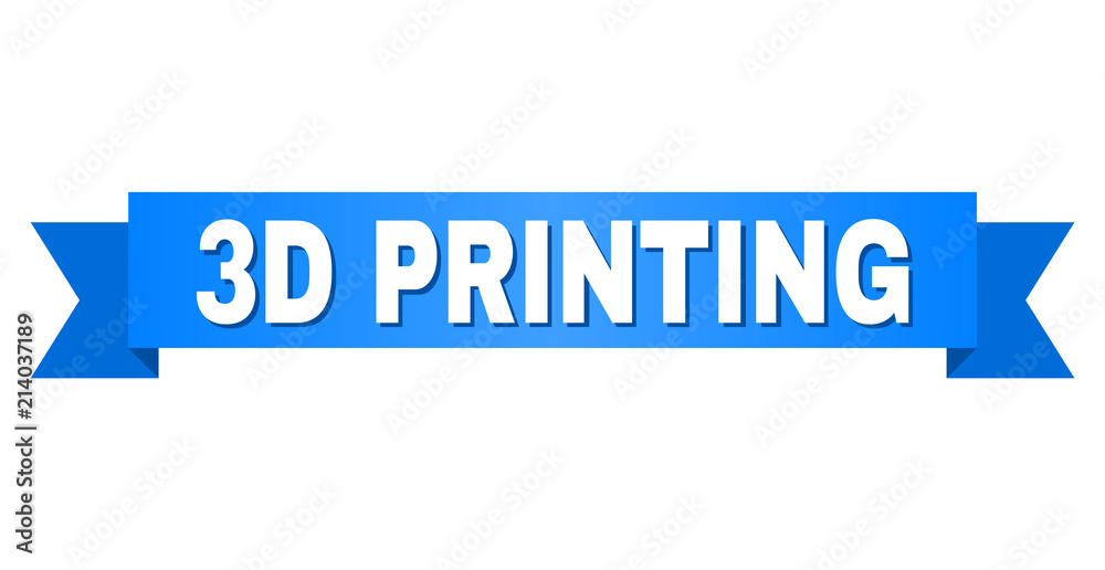 3D PRINTING text on a ribbon. Designed with white caption and blue tape. Vector banner with 3D PRINTING tag. 3D PRINTING text on a ribbon. Designed with white caption and blue tape. Vector banner with 3D PRINTING tag.