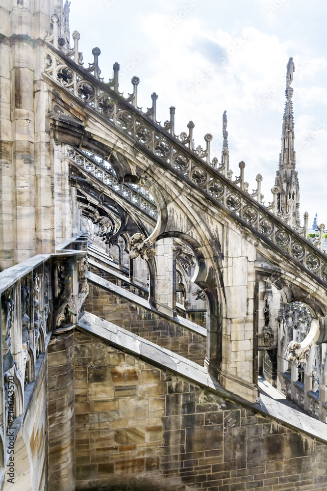 Fragments of the Roof of Duomo di Milano, the Cathedral Church of Milan, Lombardy, Northern Italy