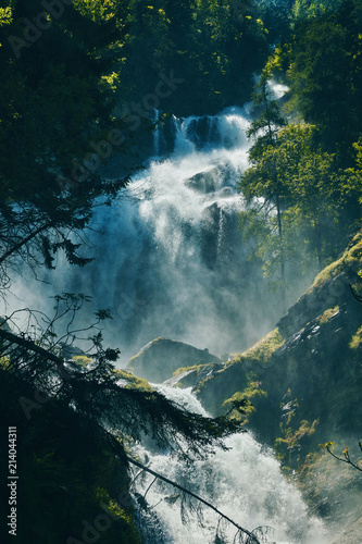 Fototapeta Naklejka Na Ścianę i Meble -  Cascata di Lenteney Valle D'Aosta nella foresta