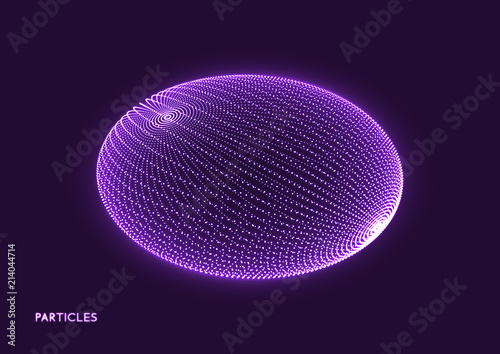 Ellipse. Connection structure. Geometric shape for design. Molecular grid in technology style. 3D vector illustration.