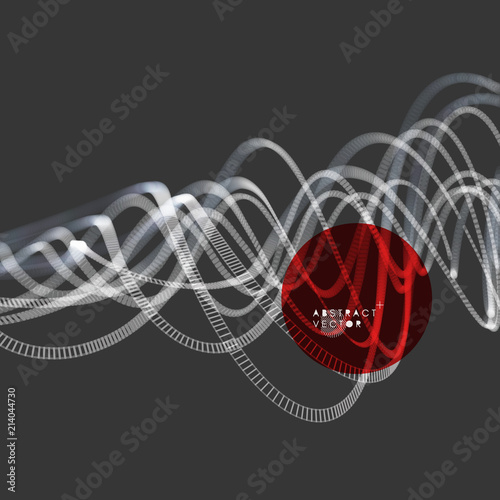 Wavy background. Composition with motion effect. 3d technology style. Vector illustration.