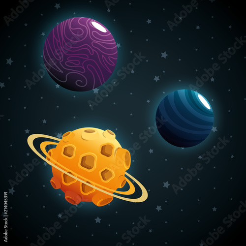 planets of the solar system scene