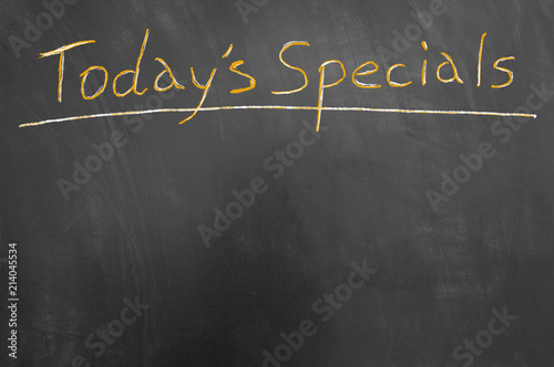 Canvas Print Today specials title chalk text on blackboard .