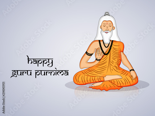 illustration of a saint with happy Guru Purnima text on the occasion of hindu festival Guru Purnima celebrated in India