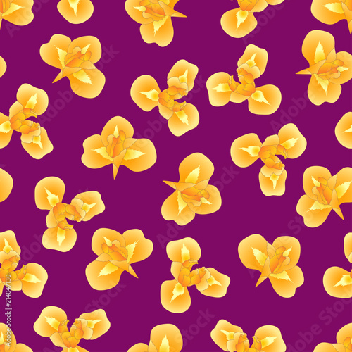Fototapeta Naklejka Na Ścianę i Meble -  Orange Iris Flower on Purple Background.