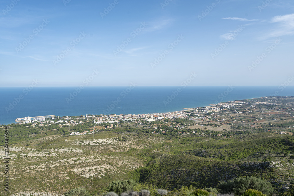 Panoramic view on Alcossebre. Resort village in Spain.