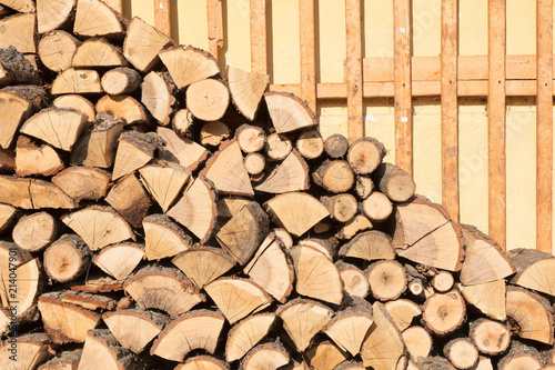 Dry chopped firewood logs ready for winter