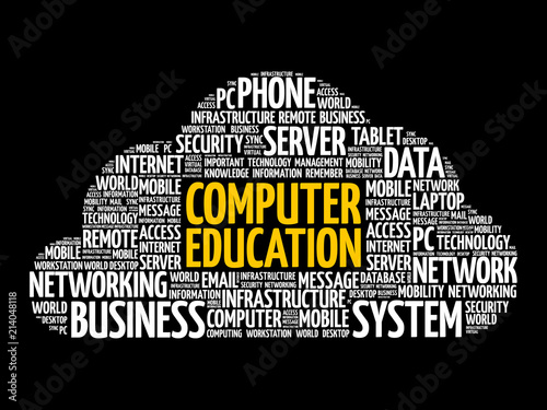 Computer Education word cloud collage, technology concept background