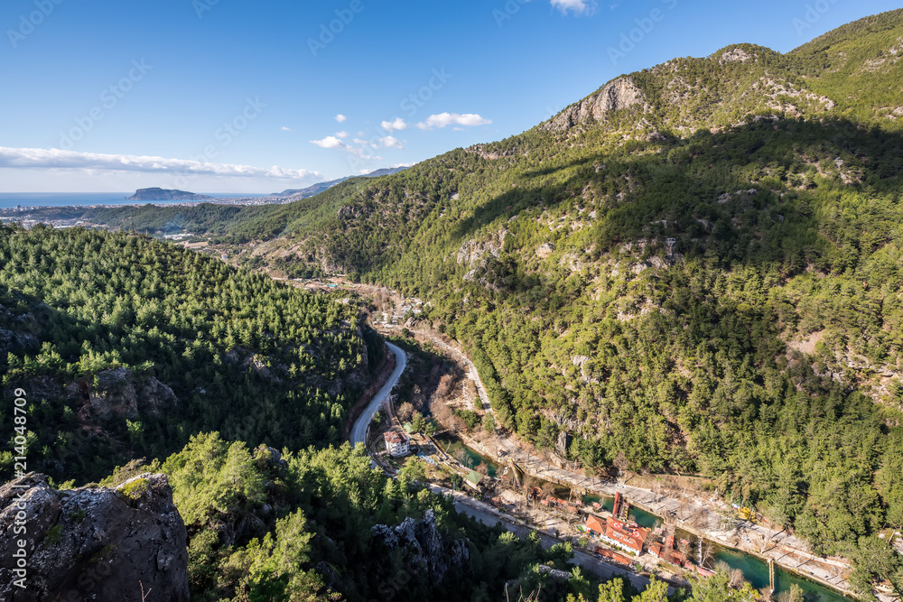 dimcay river with castle view in ALanya Turkey