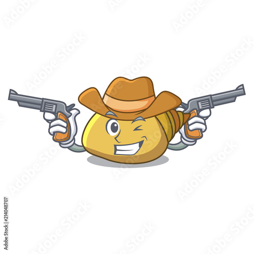 Cowboy mollusk shell character cartoon