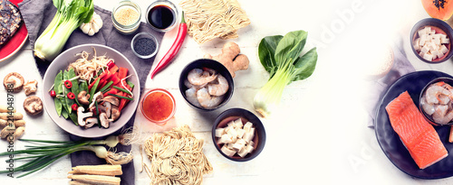 Ingredients ready asian food preparing